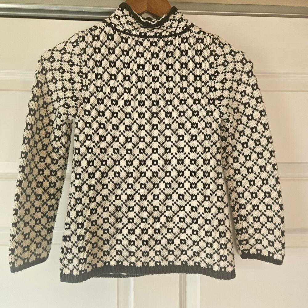 Heirlooms by Polly Flinders Girls Knit Sweater Coat Jacket Velvet Bow Size 6 - Picture 3 of 7